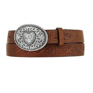 Justin Girl's Trophy Heart Belt, leather Western belt size  10/12